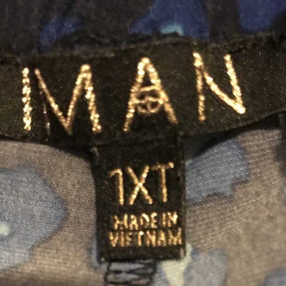 IMAN 2XL BLUE AND BLACK FAUX ANIMAL PRINT PANTS - Picture 7 of 9